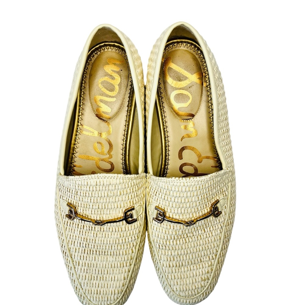 Sam Edelman Woven Cream Loafers with Gold Detail - Picture 3 of 3